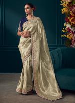 Pure Banarasi Kanjivaram Off White Wedding Wear Sequins Work Saree